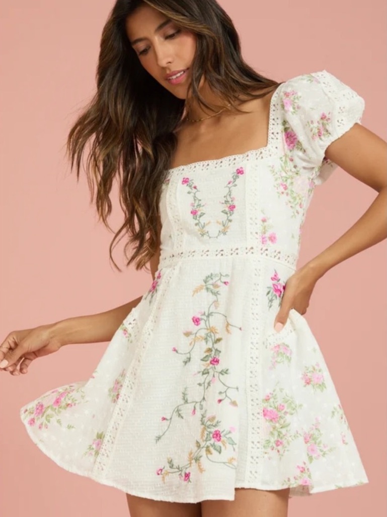 Nwt Altar'd State White Embroidered Mini Dress